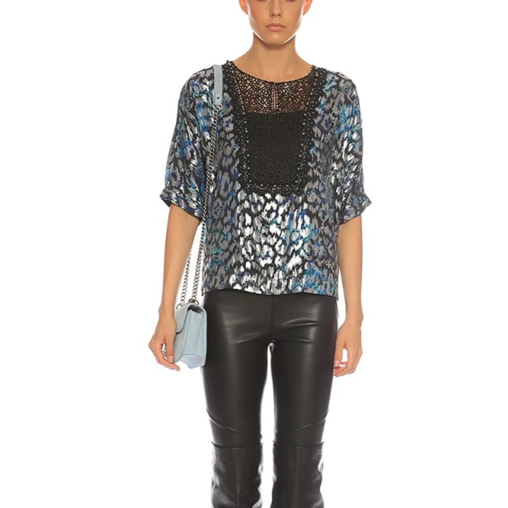 Elie Tahari Milan Beaded Blouse size Large